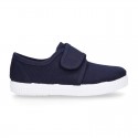 Cotton Canvas kids sneakers or bamba shoes with hook and loop strap closure.