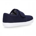 Cotton Canvas kids sneakers or bamba shoes with hook and loop strap closure.