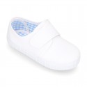 Cotton Canvas kids sneakers or bamba shoes with hook and loop strap closure.