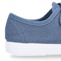 Cotton Canvas kids sneakers or bamba shoes with hook and loop strap closure.