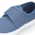 Cotton Canvas kids sneakers or bamba shoes with hook and loop strap closure.