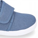 Cotton Canvas kids sneakers or bamba shoes with hook and loop strap closure.