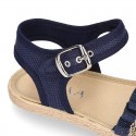 Girl SANDAL shoes espadrille style in linen canvas with elastic design.