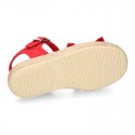 Girl SANDAL shoes espadrille style in linen canvas with elastic design.