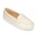 Soft Nappa leather Kids Moccasin shoes with detail mask.