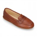 Soft Nappa leather Kids Moccasin shoes with detail mask.