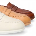 Soft Nappa leather Kids Moccasin shoes with detail mask.