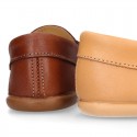 Soft Nappa leather Kids Moccasin shoes with detail mask.