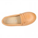 Soft Nappa leather Kids Moccasin shoes with detail mask.