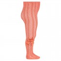 OPENWORK PERLE TIGHTS WITH SIDE GROSGRAIN BOW BY CONDOR.