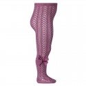 OPENWORK PERLE TIGHTS WITH SIDE GROSGRAIN BOW BY CONDOR.