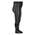 OPENWORK PERLE TIGHTS WITH SIDE GROSGRAIN BOW BY CONDOR.