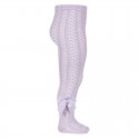 OPENWORK PERLE TIGHTS WITH SIDE GROSGRAIN BOW BY CONDOR.