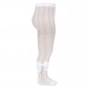 OPENWORK PERLE TIGHTS WITH SIDE GROSGRAIN BOW BY CONDOR.