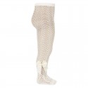 OPENWORK PERLE TIGHTS WITH SIDE GROSGRAIN BOW BY CONDOR.