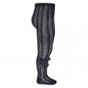 OPENWORK PERLE TIGHTS WITH SIDE GROSGRAIN BOW BY CONDOR.