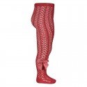 OPENWORK PERLE TIGHTS WITH SIDE GROSGRAIN BOW BY CONDOR.