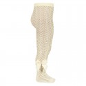 OPENWORK PERLE TIGHTS WITH SIDE GROSGRAIN BOW BY CONDOR.