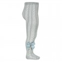 OPENWORK PERLE TIGHTS WITH SIDE GROSGRAIN BOW BY CONDOR.