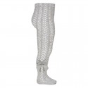 OPENWORK PERLE TIGHTS WITH SIDE GROSGRAIN BOW BY CONDOR.