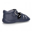 Washable leather Girl sandal shoes with heart detail and FLEXIBLE soles.