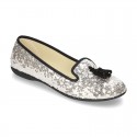 Women Ballet flat shoes SLIPPER style with sequins design.