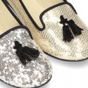 Women Ballet flat shoes SLIPPER style with sequins design.