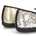 Women Ballet flat shoes SLIPPER style with sequins design.