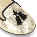 Women Ballet flat shoes SLIPPER style with sequins design.