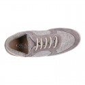 Knit cotton canvas Girl sneaker shoes combined with suede leather with ties closure.