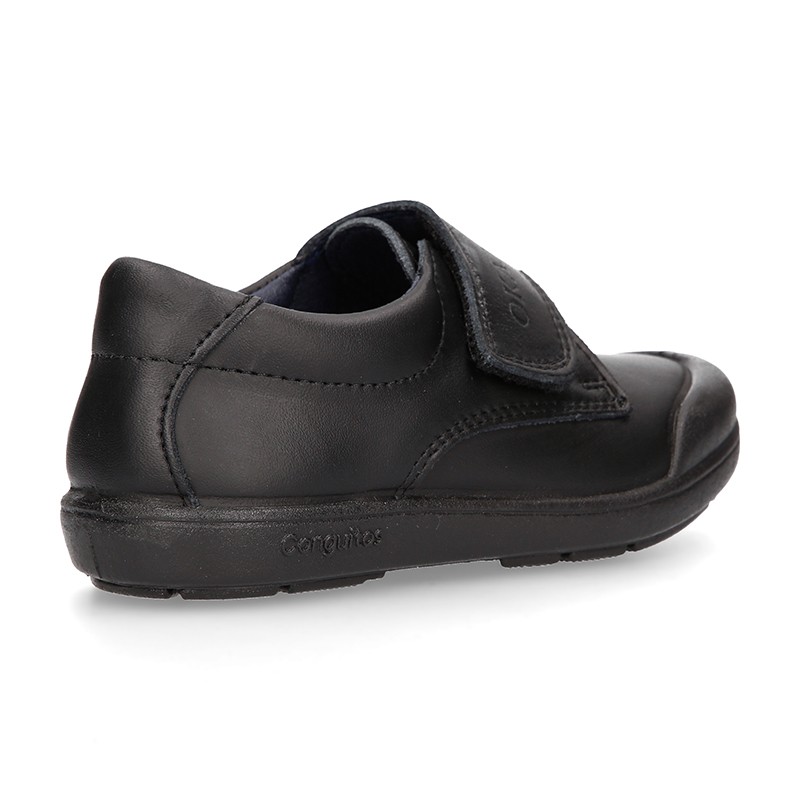 Zapato colegial niño OKAA Blucher cordones puntera en piel lavable.