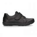 Kids OKAA School shoes closed with laceless, elastic band and reinforced toe cap in washable leather.