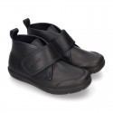 Kids OKAA Boot School shoes laceless and with reinforced toe cap in washable leather.