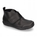 Kids OKAA Boot School shoes laceless and with reinforced toe cap in washable leather.