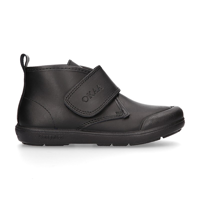 Kids OKAA Boot School shoes laceless and with reinforced toe cap in ...