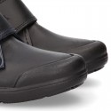 Kids OKAA Boot School shoes laceless and with reinforced toe cap in washable leather.