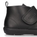 Kids OKAA Boot School shoes laceless and with reinforced toe cap in washable leather.