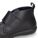 Kids OKAA Boot School shoes laceless and with reinforced toe cap in washable leather.