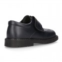 Nappa leather kids School shoes Blucher style laceless with chopped design.