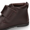 Little kids Bootie school shoes laceless in washable leather.