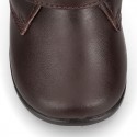 Little kids Bootie school shoes laceless in washable leather.