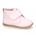 Little Girl Bootie school shoes laceless in PINK washable leather.