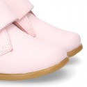 Little Girl Bootie school shoes laceless in PINK washable leather.