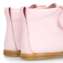 Little Girl Bootie school shoes laceless in PINK washable leather.