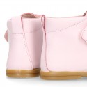 Little Girl Bootie school shoes laceless in PINK washable leather.