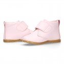 Little Girl Bootie school shoes laceless in PINK washable leather.