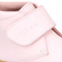 Little Girl Bootie school shoes laceless in PINK washable leather.