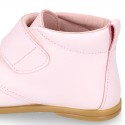 Little Girl Bootie school shoes laceless in PINK washable leather.