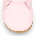 Little Girl Bootie school shoes laceless in PINK washable leather.