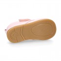 Little Girl Bootie school shoes laceless in PINK washable leather.